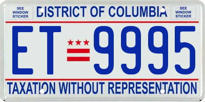 DC license plate ET9995