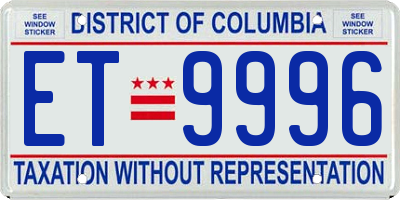 DC license plate ET9996