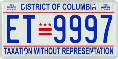 DC license plate ET9997