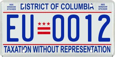 DC license plate EU0012