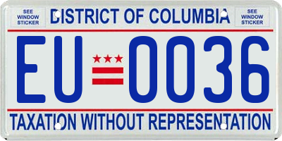 DC license plate EU0036