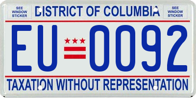 DC license plate EU0092
