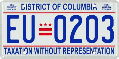 DC license plate EU0203