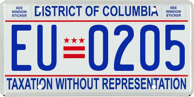 DC license plate EU0205