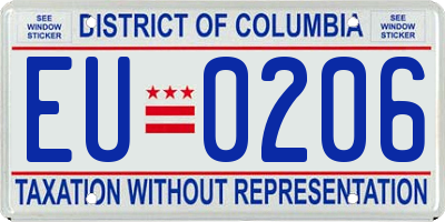 DC license plate EU0206