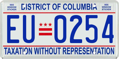 DC license plate EU0254