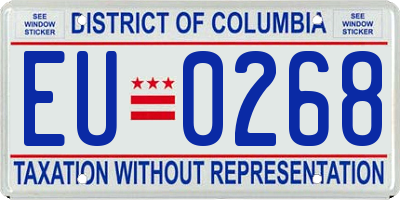DC license plate EU0268