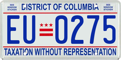 DC license plate EU0275