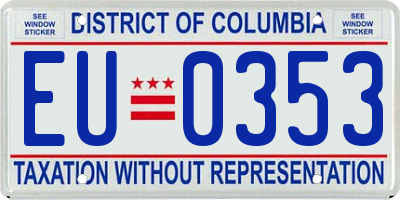 DC license plate EU0353