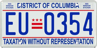 DC license plate EU0354