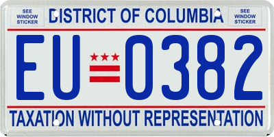 DC license plate EU0382