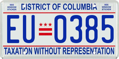 DC license plate EU0385