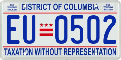 DC license plate EU0502