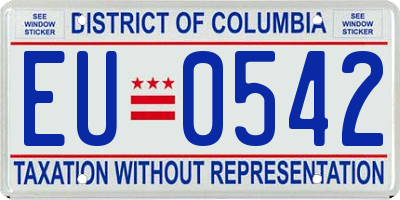 DC license plate EU0542