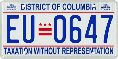 DC license plate EU0647