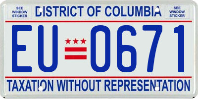 DC license plate EU0671