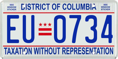 DC license plate EU0734