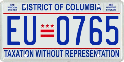 DC license plate EU0765