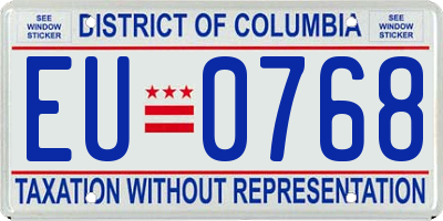 DC license plate EU0768
