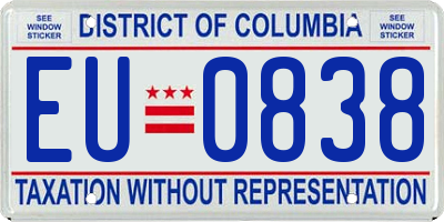 DC license plate EU0838