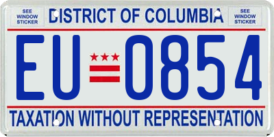 DC license plate EU0854