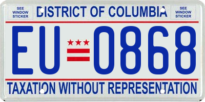 DC license plate EU0868