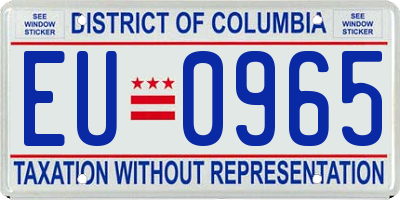 DC license plate EU0965