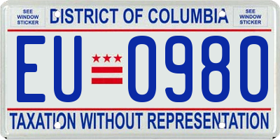 DC license plate EU0980