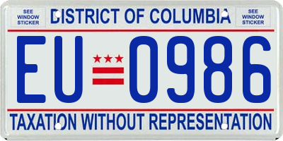 DC license plate EU0986