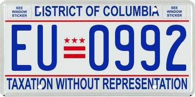 DC license plate EU0992