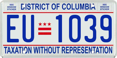 DC license plate EU1039