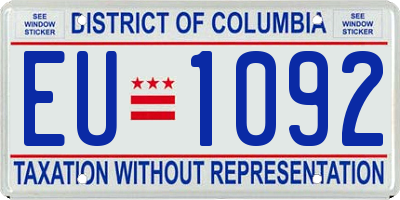 DC license plate EU1092