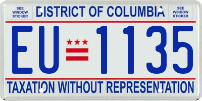 DC license plate EU1135