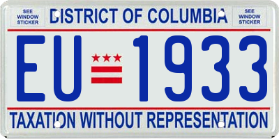 DC license plate EU1933