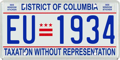 DC license plate EU1934