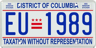 DC license plate EU1989
