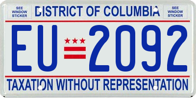 DC license plate EU2092