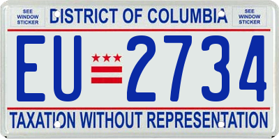 DC license plate EU2734