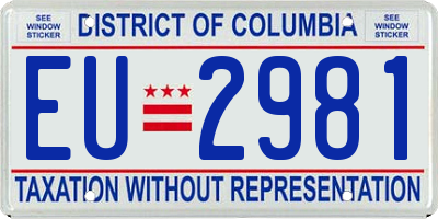 DC license plate EU2981