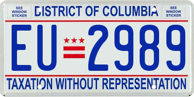 DC license plate EU2989