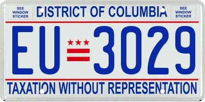 DC license plate EU3029