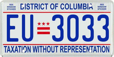 DC license plate EU3033