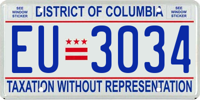 DC license plate EU3034