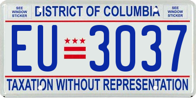 DC license plate EU3037