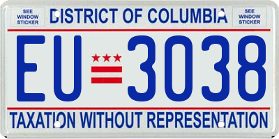 DC license plate EU3038