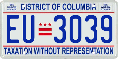 DC license plate EU3039