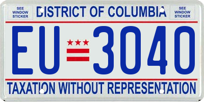 DC license plate EU3040