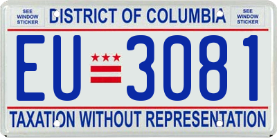 DC license plate EU3081