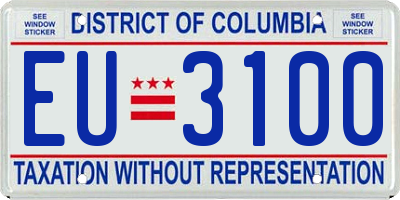 DC license plate EU3100
