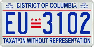 DC license plate EU3102